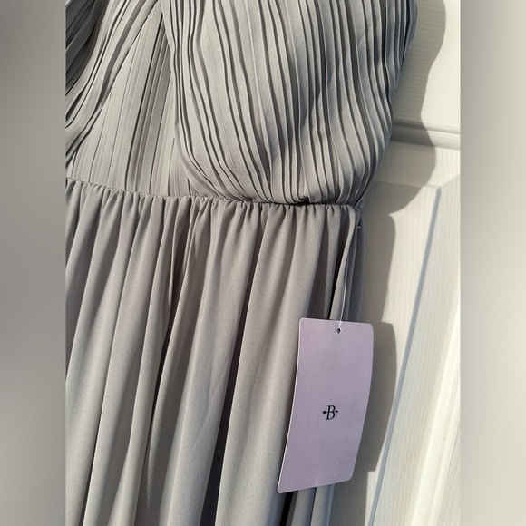NWT BHLDN Anthropologie 0 Madrie Maxi Dress Fog Grey Bridesmaid Halter Chiffon - Picture 6 of 14